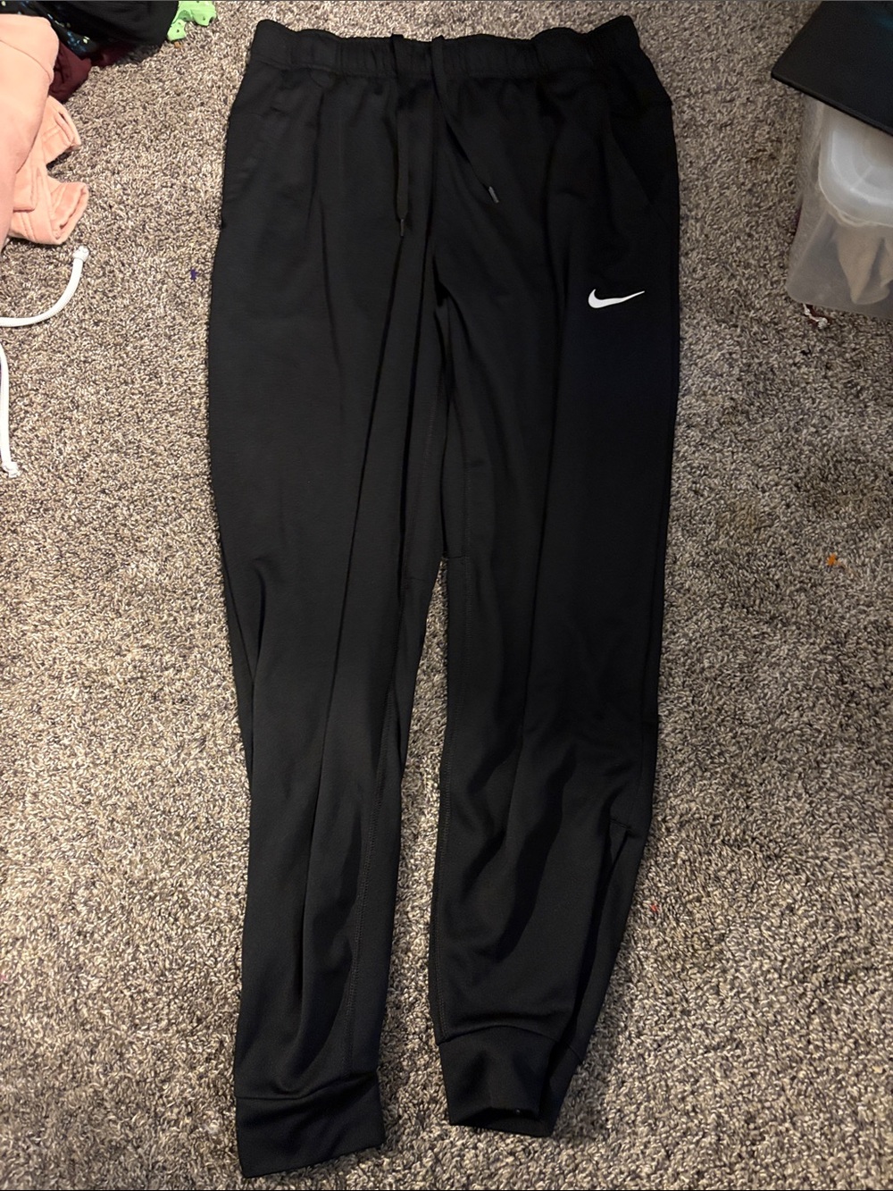Nike Black Track Pants with White Swoosh
